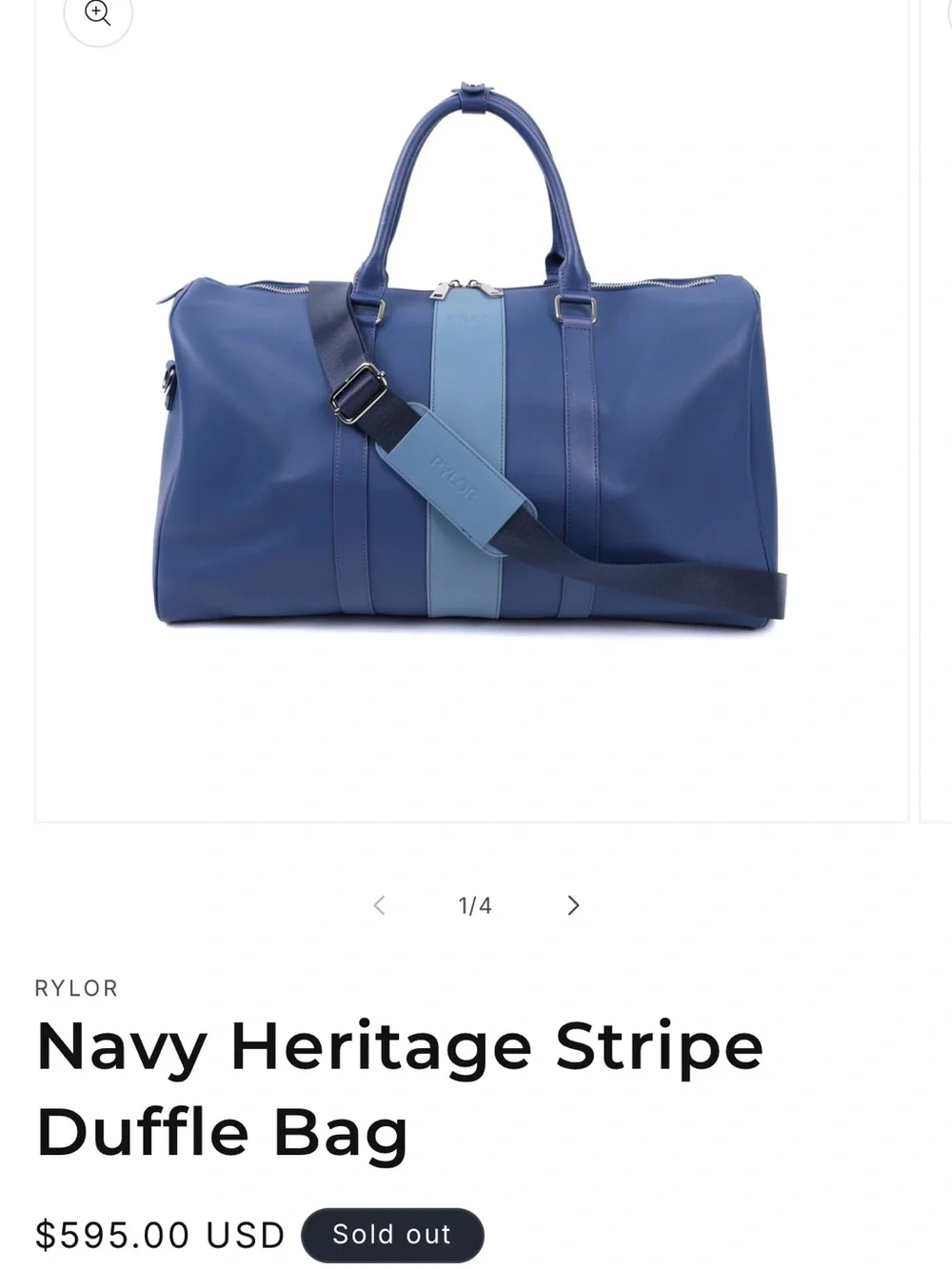Rylor Blue Two-Tone Italian Leather Travel Duffle Bag